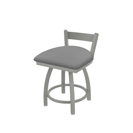 Holland Bar Stool Co 18" Low Back Swivel Vanity Stool, Nickel Finish, Canter Grey Seat 82118AN007